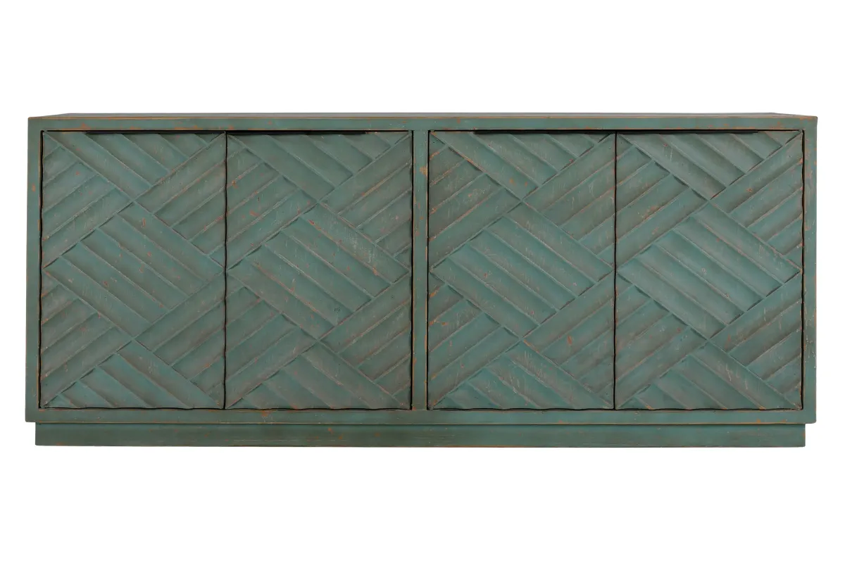 Lagos 90" Reclaimed Pine Wood Teal Sideboard