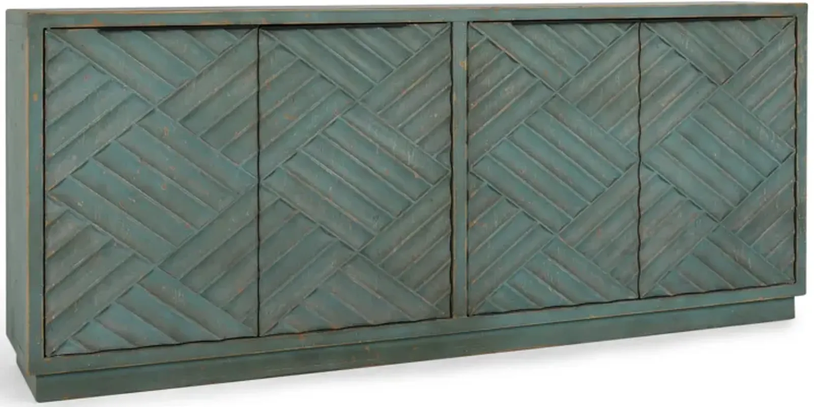 Lagos 90" Reclaimed Pine Wood Teal Sideboard