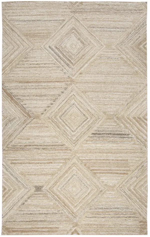 Suffolk Tan/Natural Geometric/Solid Wool 10' x 13' Rectangle Rug
