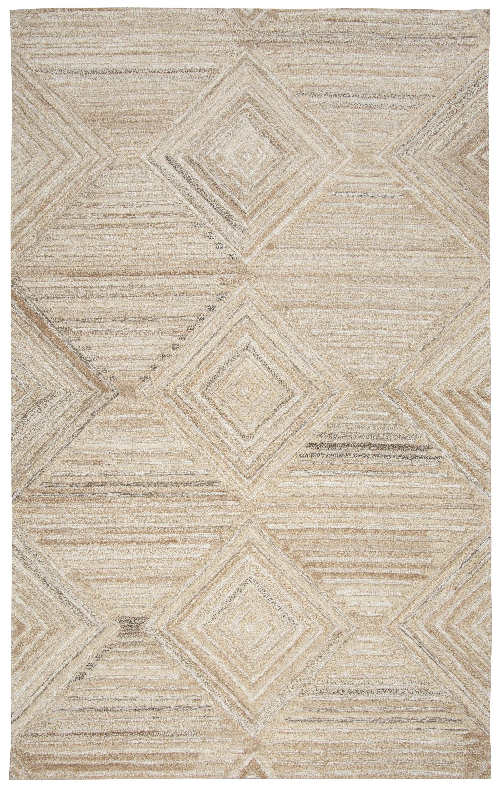 Suffolk Tan/Natural Geometric/Solid Wool 10' x 13' Rectangle Rug