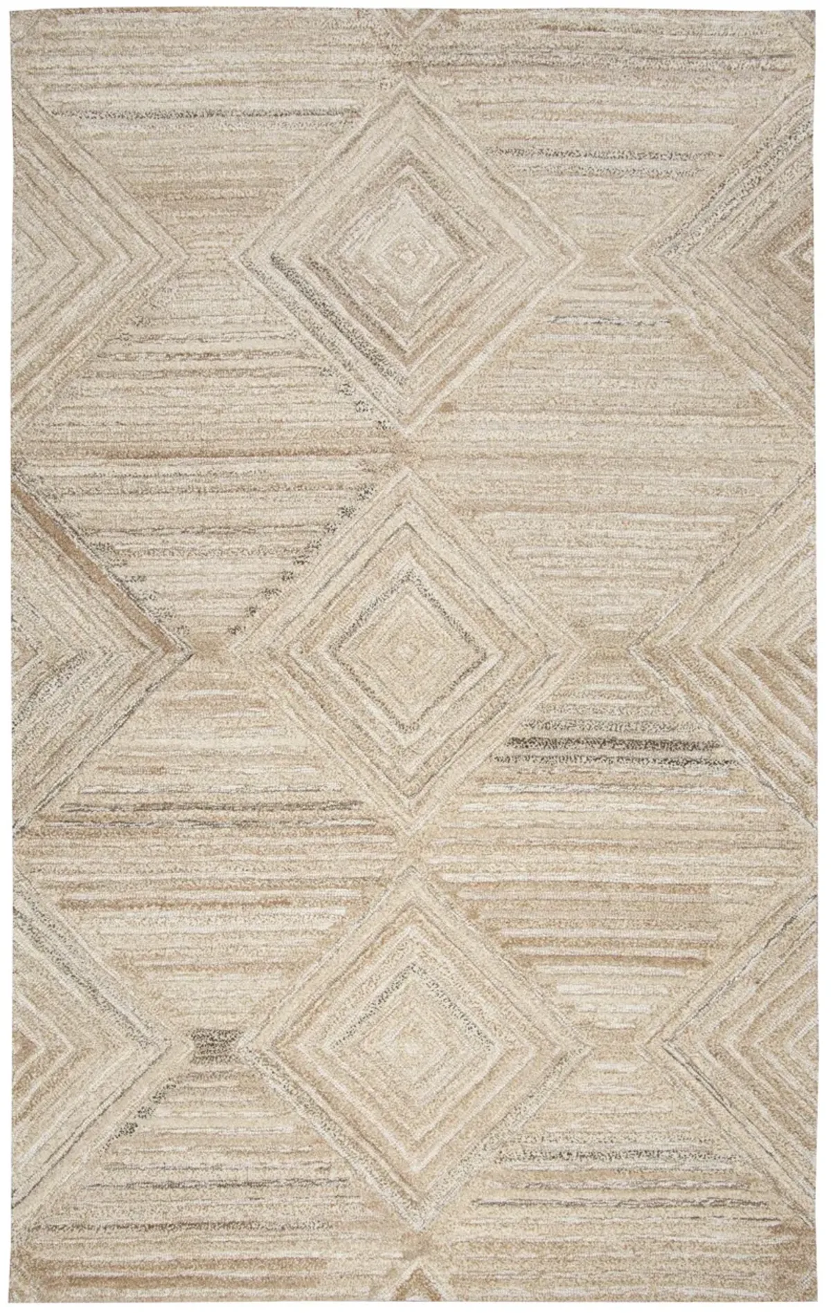 Suffolk Tan/Natural Geometric/Solid Wool 10' x 13' Rectangle Rug