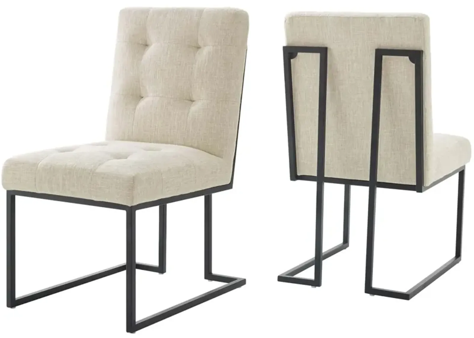 Privy Black Stainless Steel Upholstered Fabric Dining Chair Set of 2