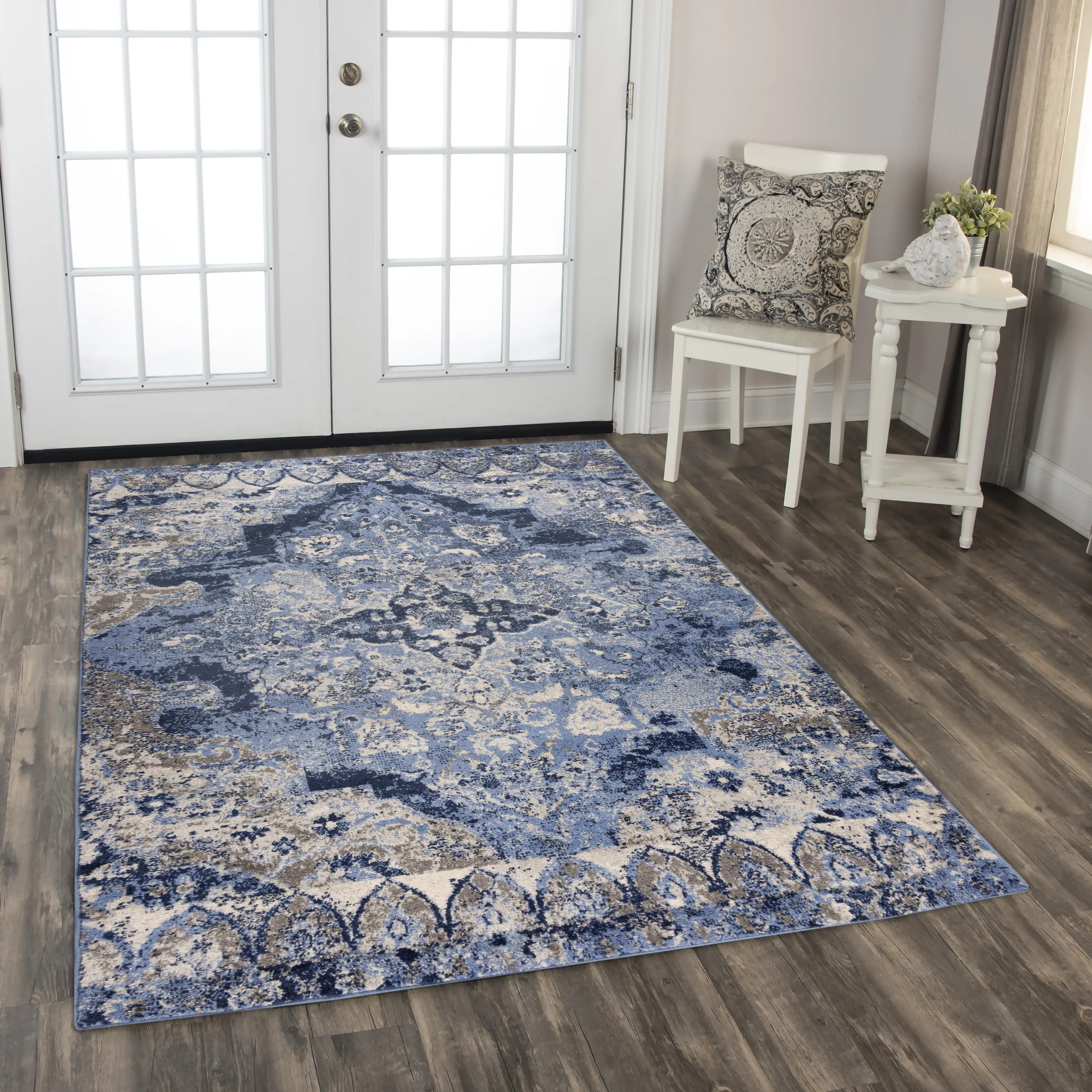 Marquise Blue  Polypropylene  5'2" x 7'3" Rectangle Rug