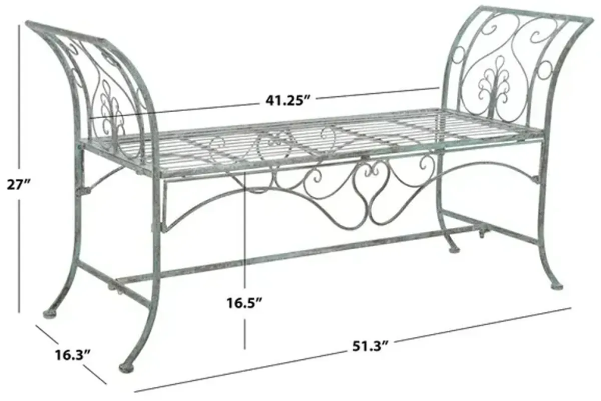 ADINA WROUGHT IRON 51.25 INCH W OUTDOOR GARDEN BENCH