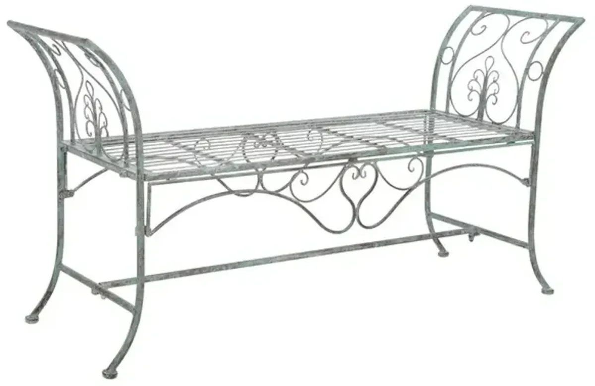 ADINA WROUGHT IRON 51.25 INCH W OUTDOOR GARDEN BENCH