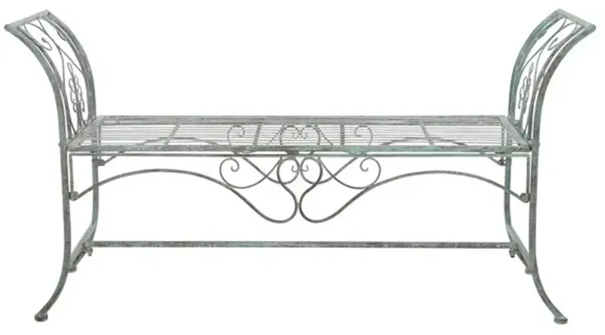 ADINA WROUGHT IRON 51.25 INCH W OUTDOOR GARDEN BENCH