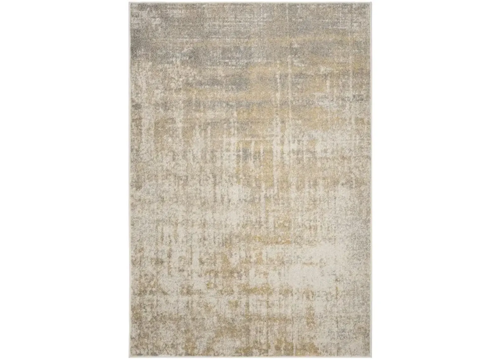 ADIRONDACK Contemporary Creme / Gold 2'-6" X 10' Powerloomed Rug