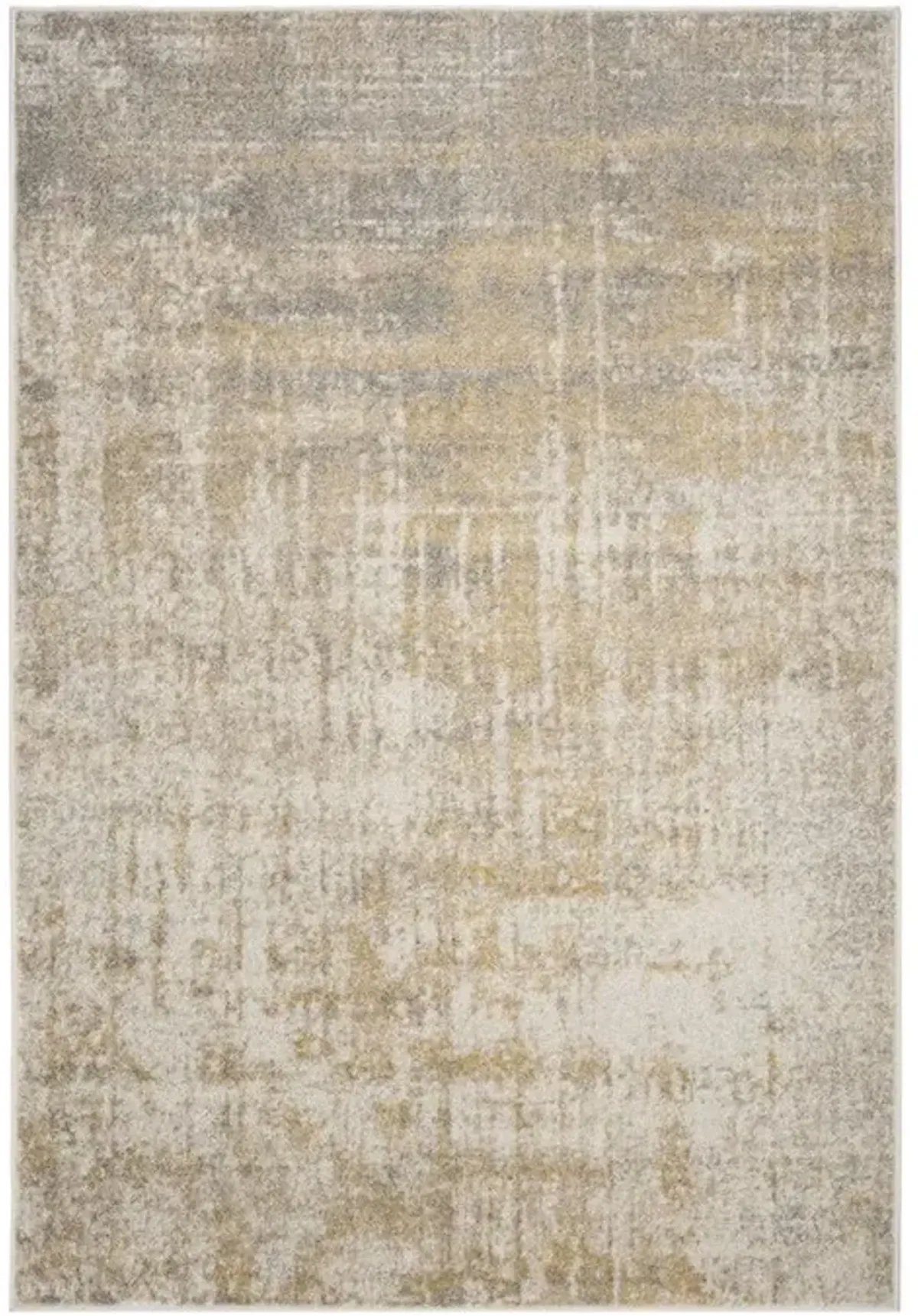 ADIRONDACK Contemporary Creme / Gold 2'-6" X 10' Powerloomed Rug