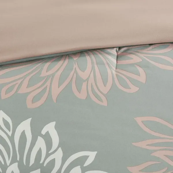 Madison Park Essentials Maible Blush/Grey 9 Piece Comforter Set with Cotton Bed Sheets