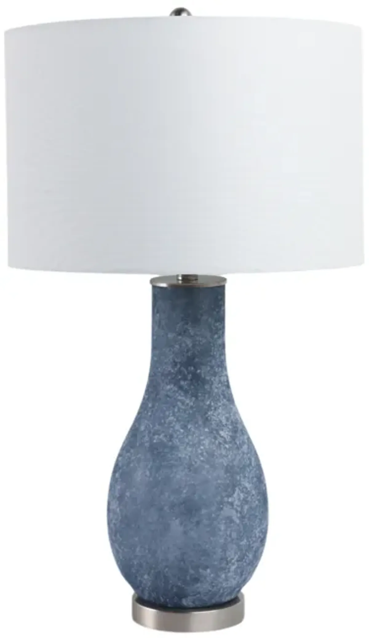 29x17" Frosted Glass Teardrop Table Lamp, Dark Blu