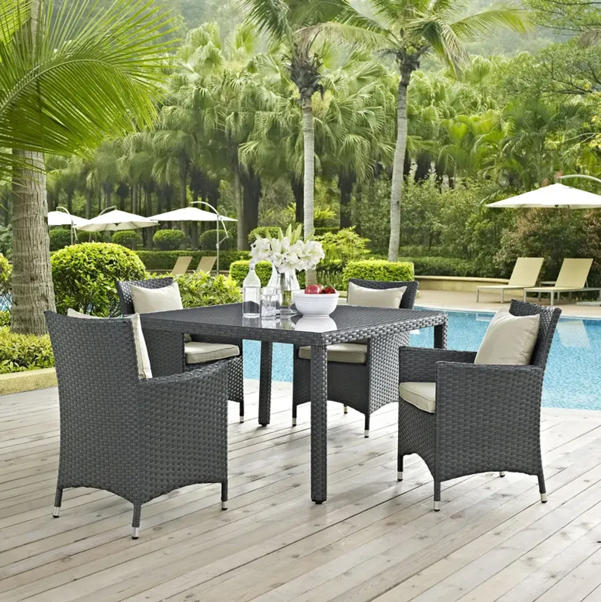 Sojourn 4 Piece Outdoor Patio Sunbrella® Dining Set