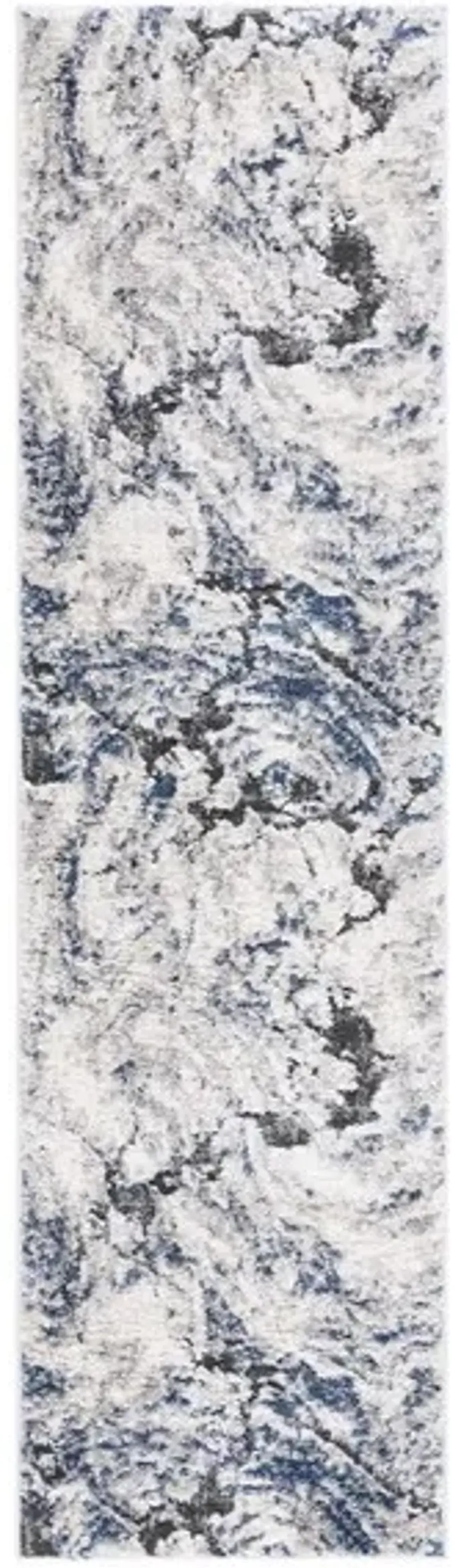 PETRA 102 Blue 2'-3' X 8' Runner Rug