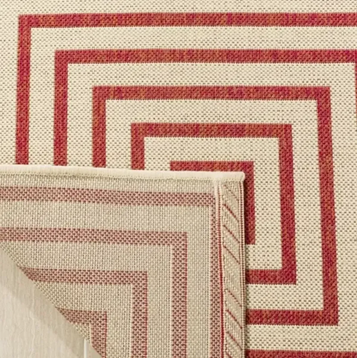 LINDEN 123 Collection LND123Q-28 Red / Creme 2'-2" X 8'