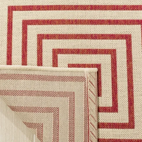 LINDEN 123 Collection LND123Q-28 Red / Creme 2'-2" X 8'