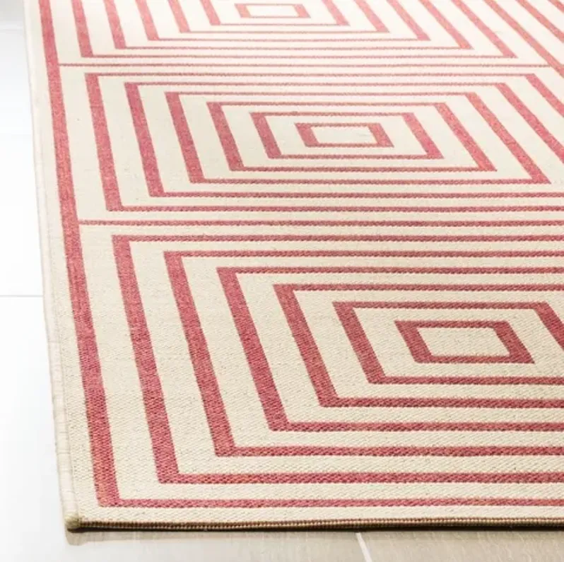 LINDEN 123 Collection LND123Q-28 Red / Creme 2'-2" X 8'