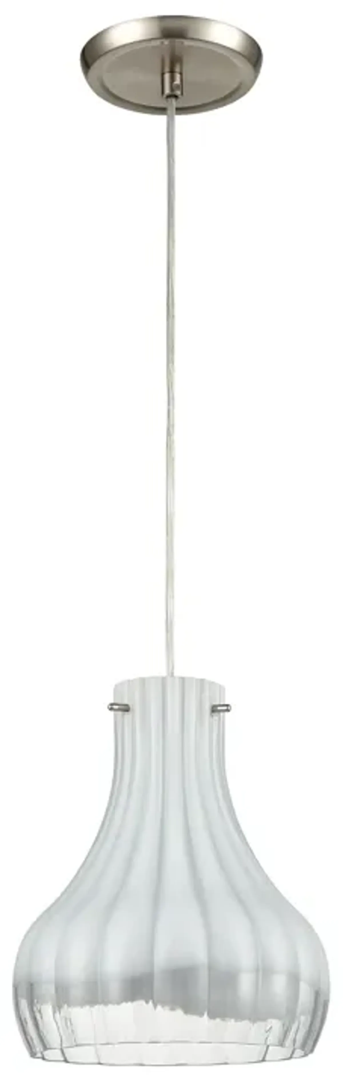 Coastal Scallop 8" Wide 1-Light Mini Pendant - Satin Nickel