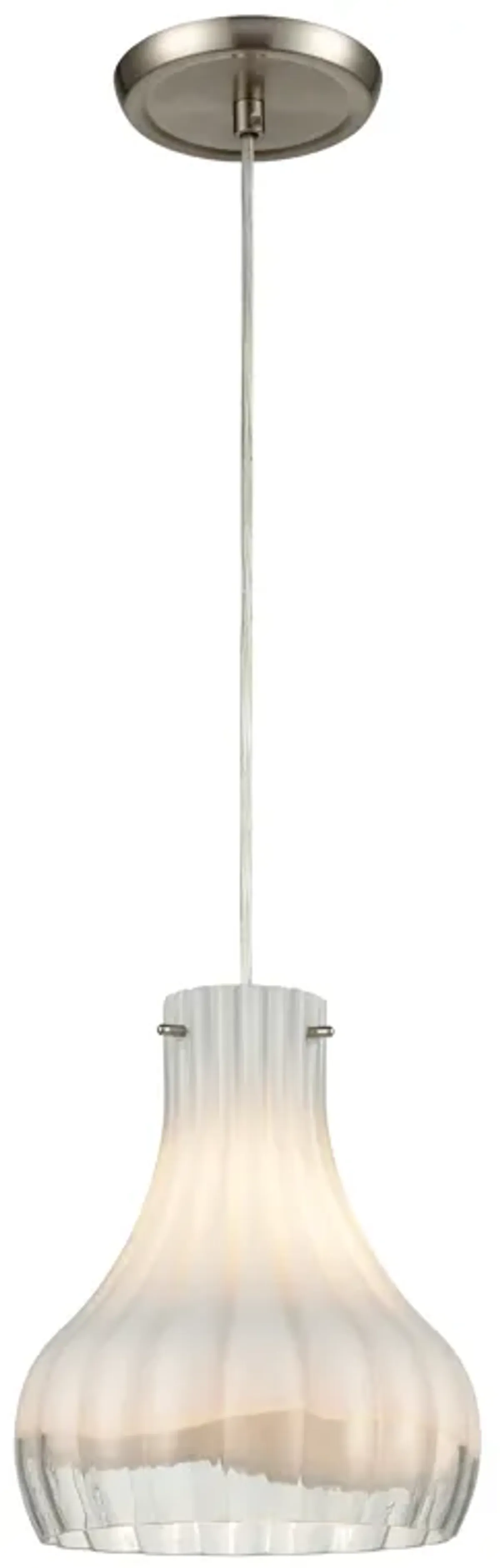 Coastal Scallop 8" Wide 1-Light Mini Pendant - Satin Nickel