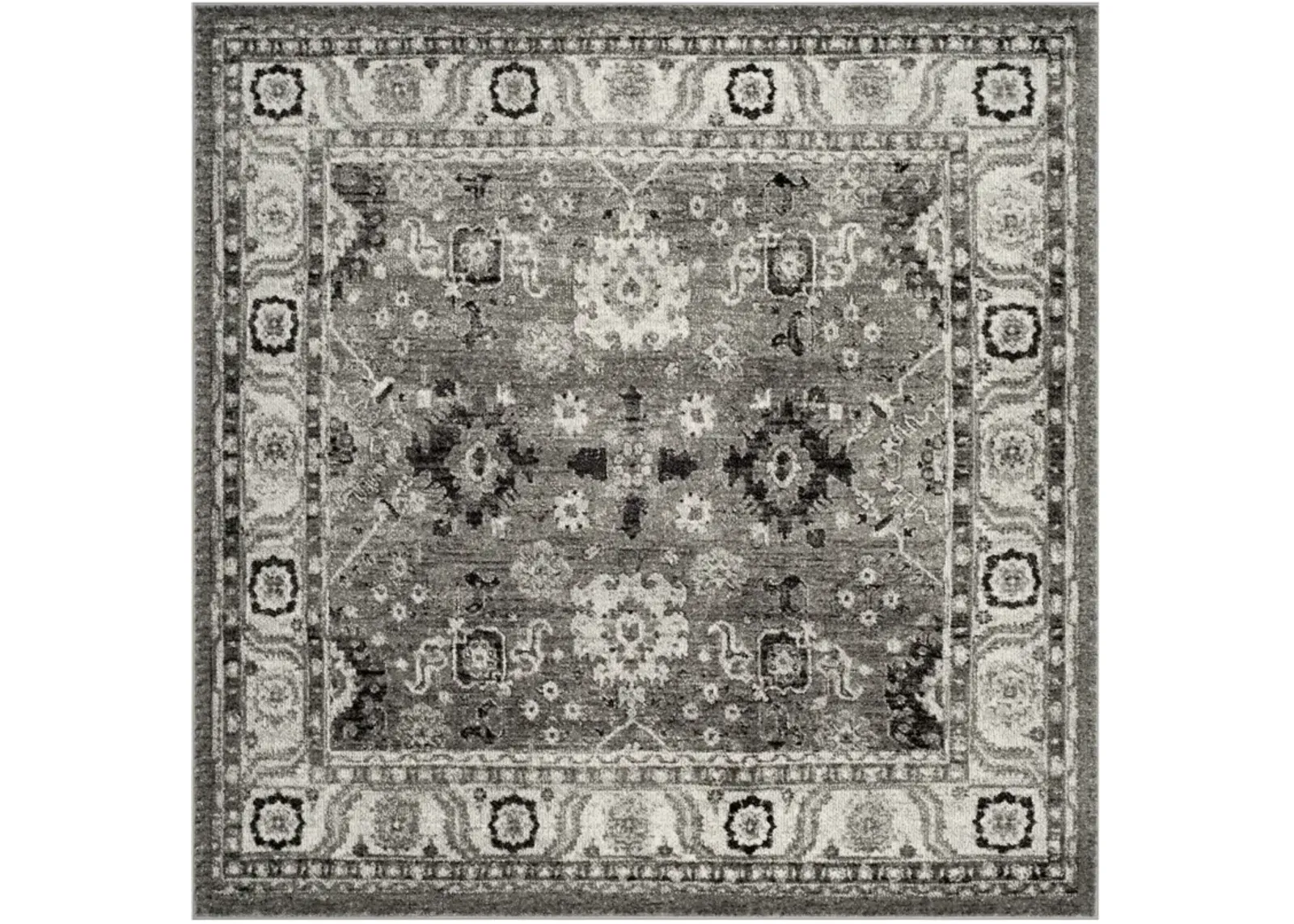 VINTAGE HAMADAN 214 GREY  5'-3' x 5'-3' Square Square Rug