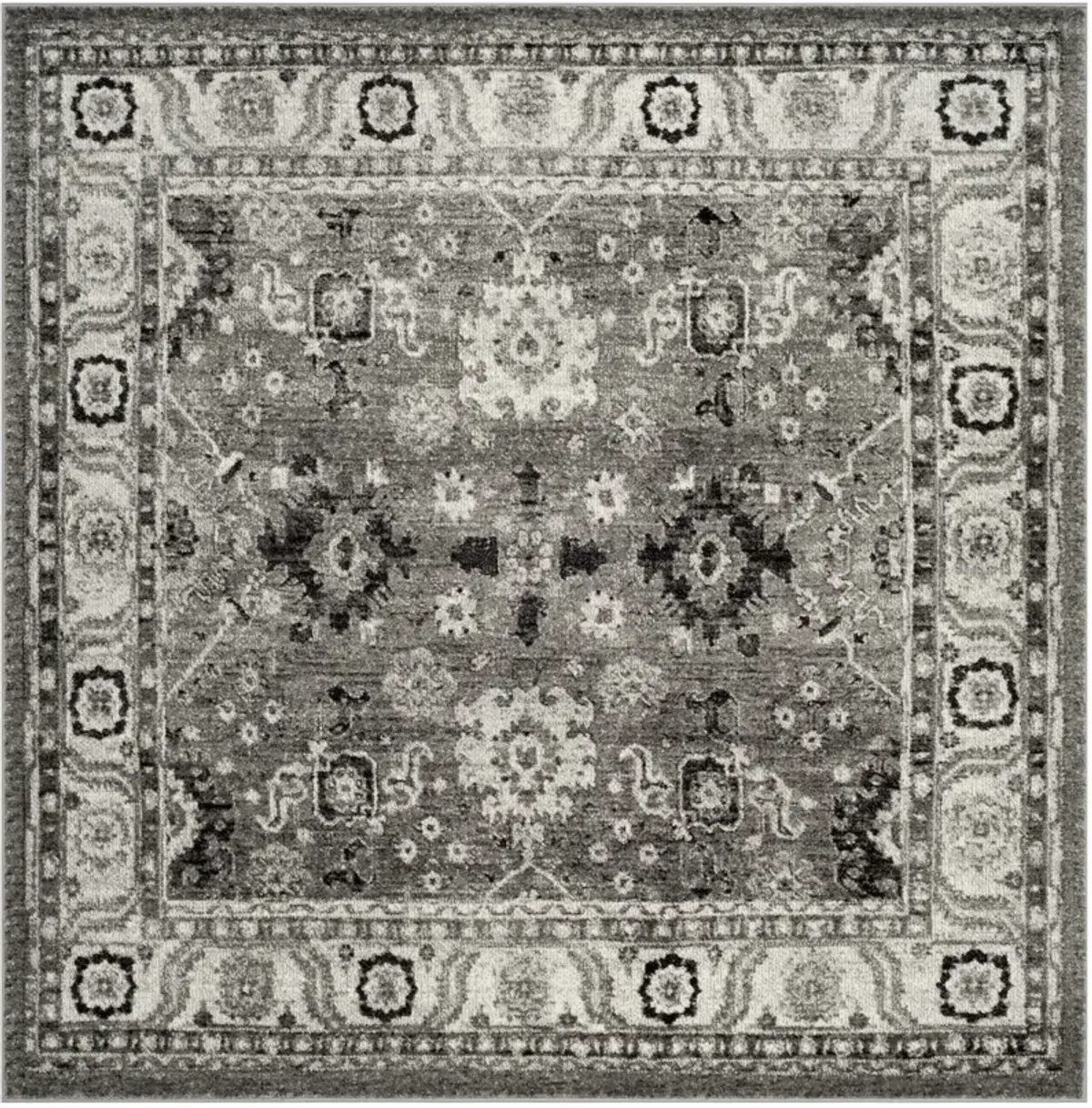 VINTAGE HAMADAN 214 GREY  5'-3' x 5'-3' Square Square Rug