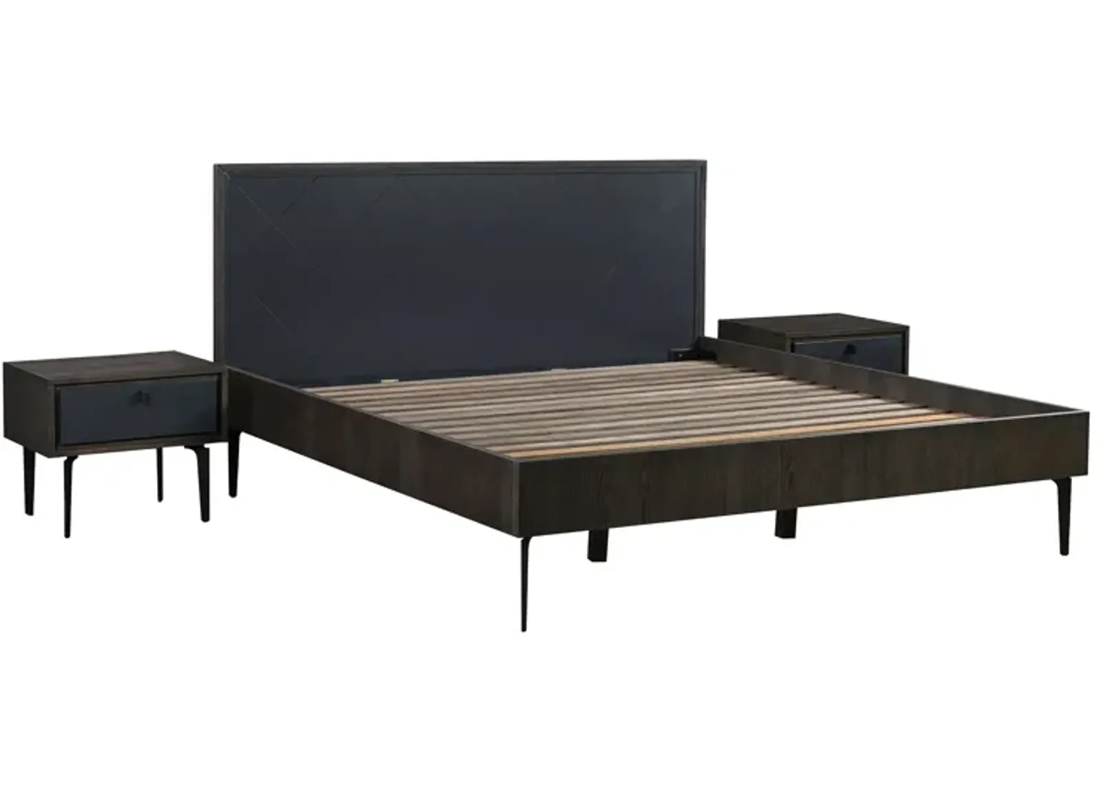 Cross Dark Gray Solid Oak King 3pc Bedroom Set