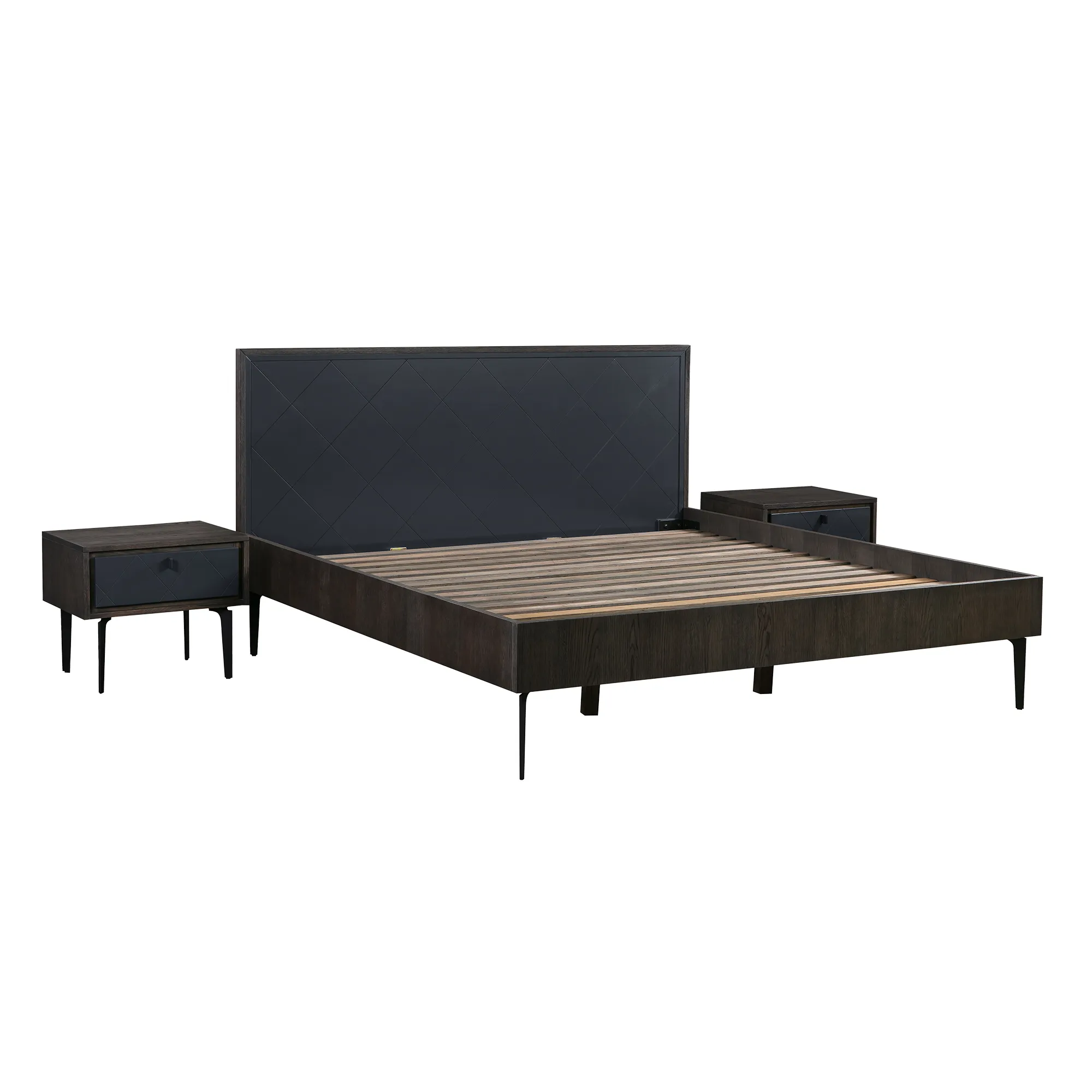 Cross Dark Gray Solid Oak King 3pc Bedroom Set