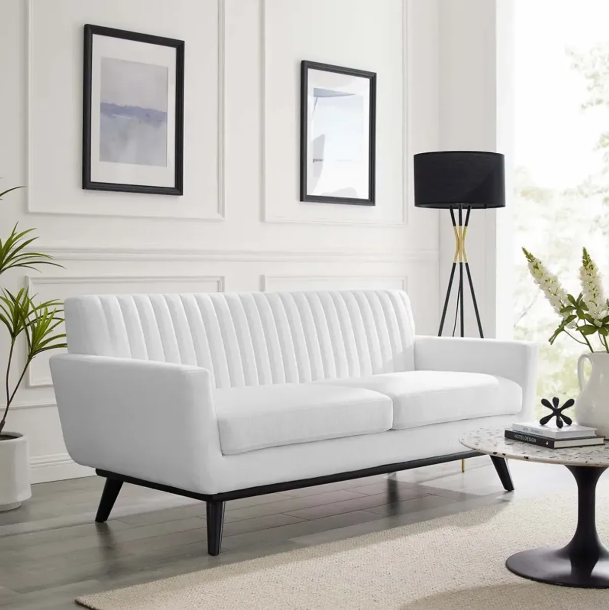 Engage Channel Tufted Fabric Loveseat