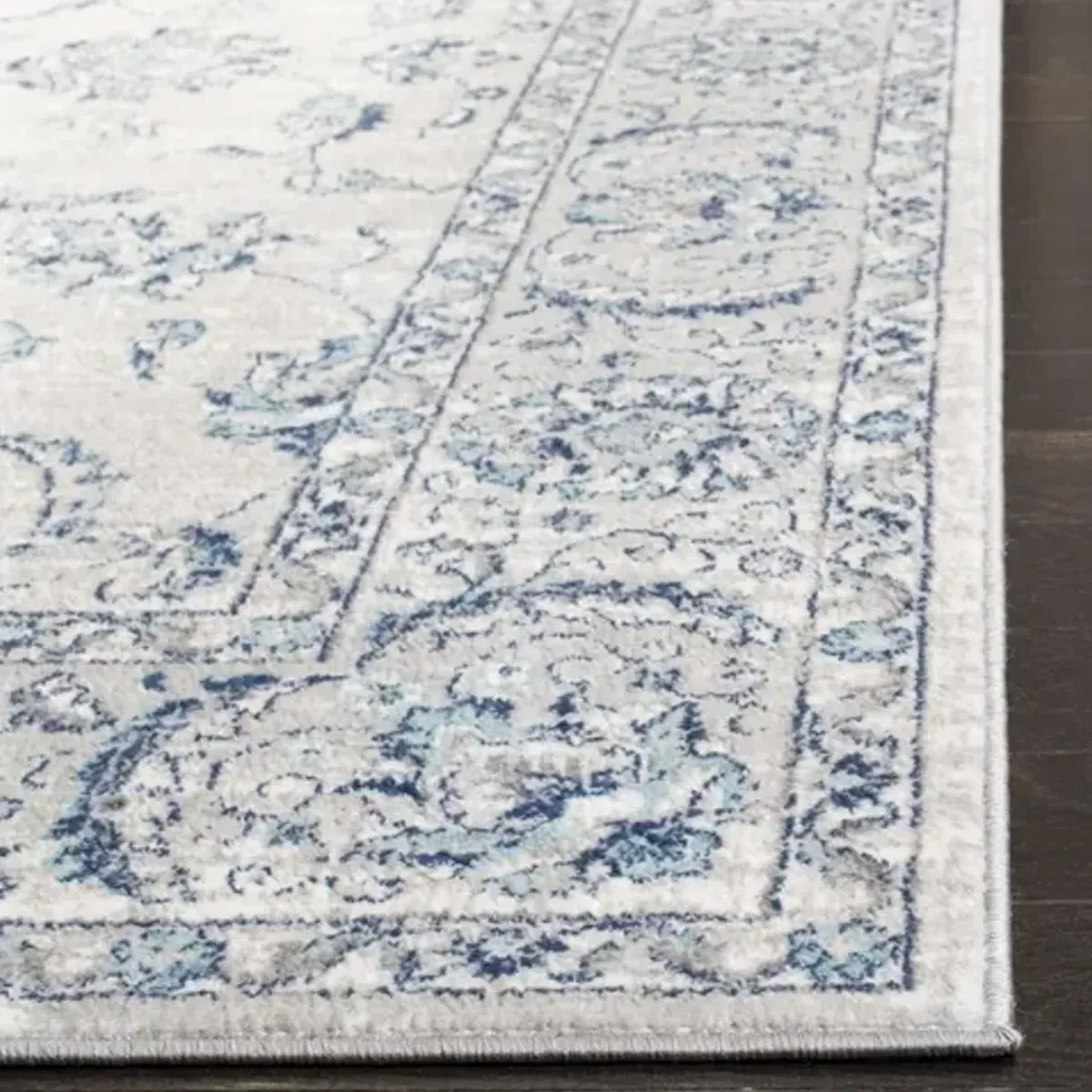 Brentwood 854 Light Grey / Blue 2' X 16' Runner Powerloomed Rug