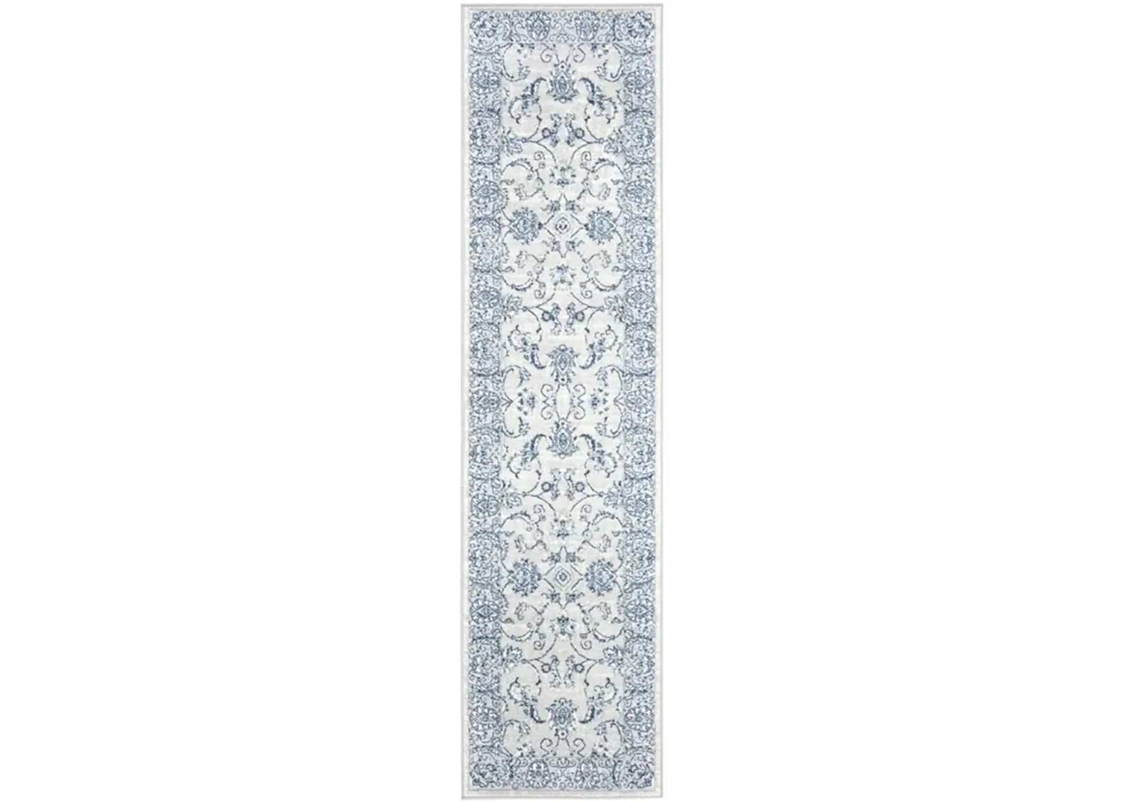 Brentwood 854 Light Grey / Blue 2' X 16' Runner Powerloomed Rug