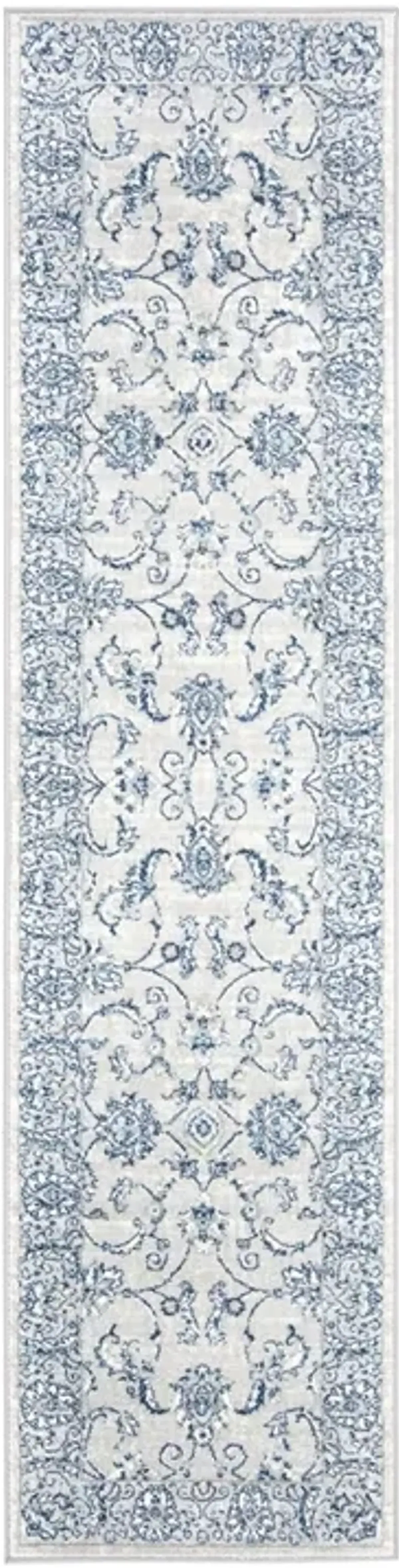 Brentwood 854 Light Grey / Blue 2' X 16' Runner Powerloomed Rug