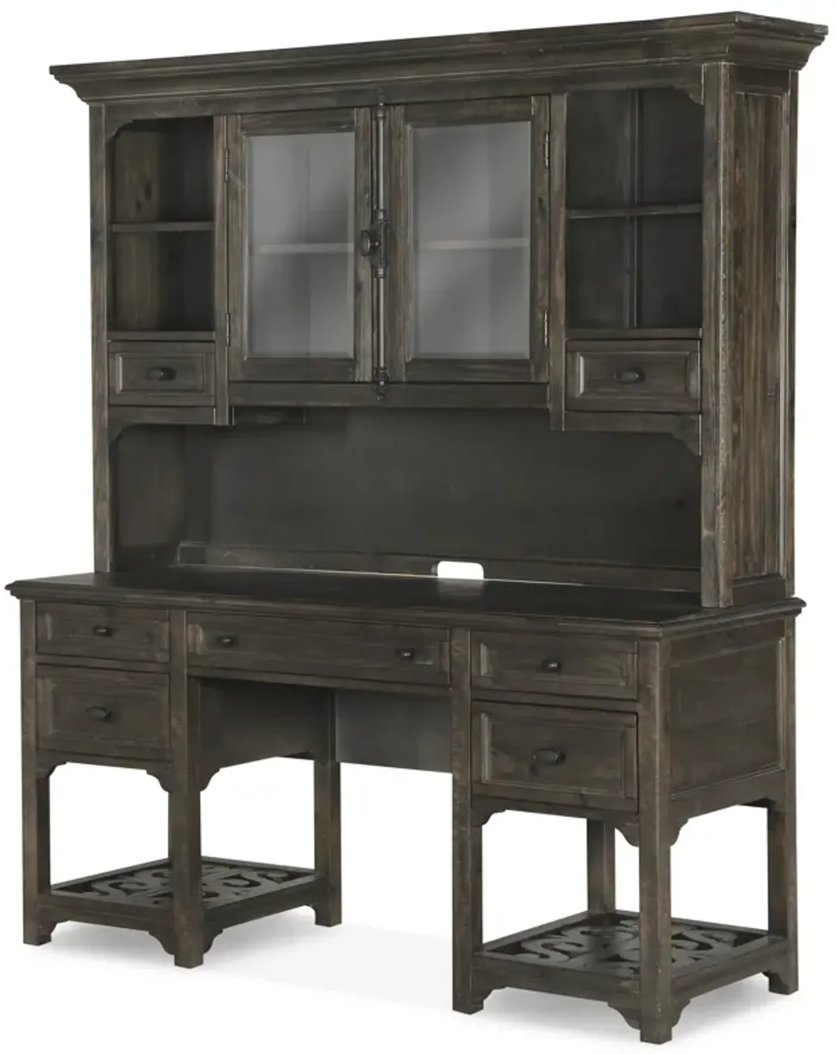 Bellamy Desk with Hutch in Weathered Peppercorn