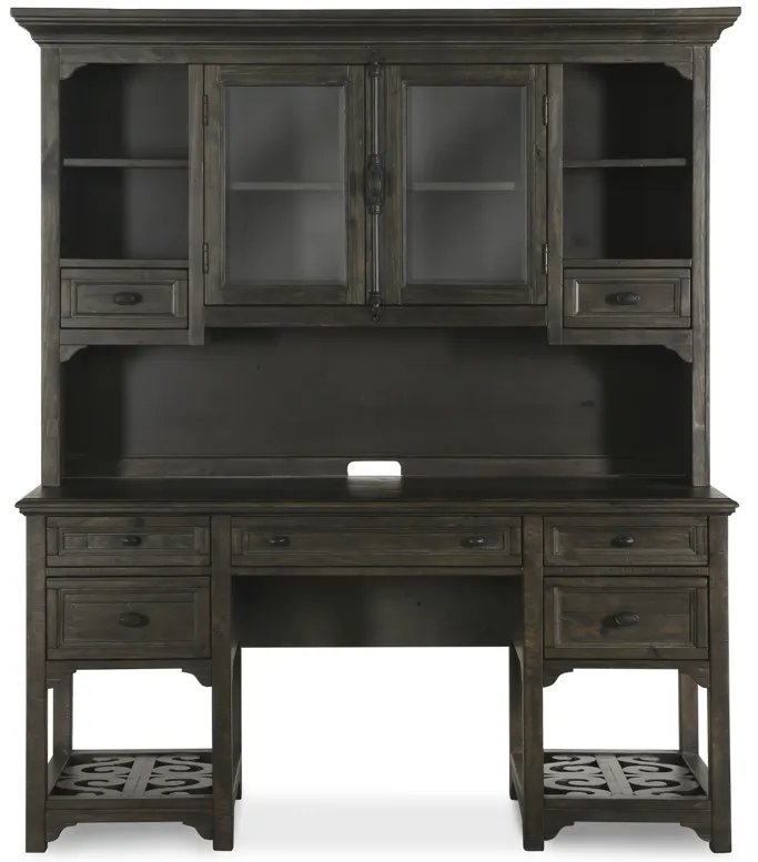 Bellamy Desk with Hutch in Weathered Peppercorn