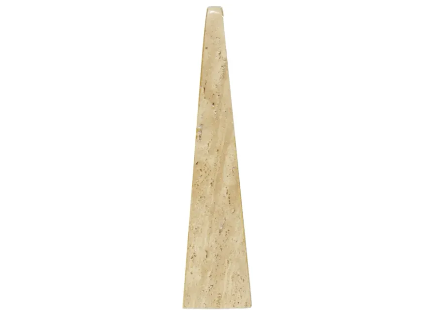 16" Travertine Obelisk, Tan