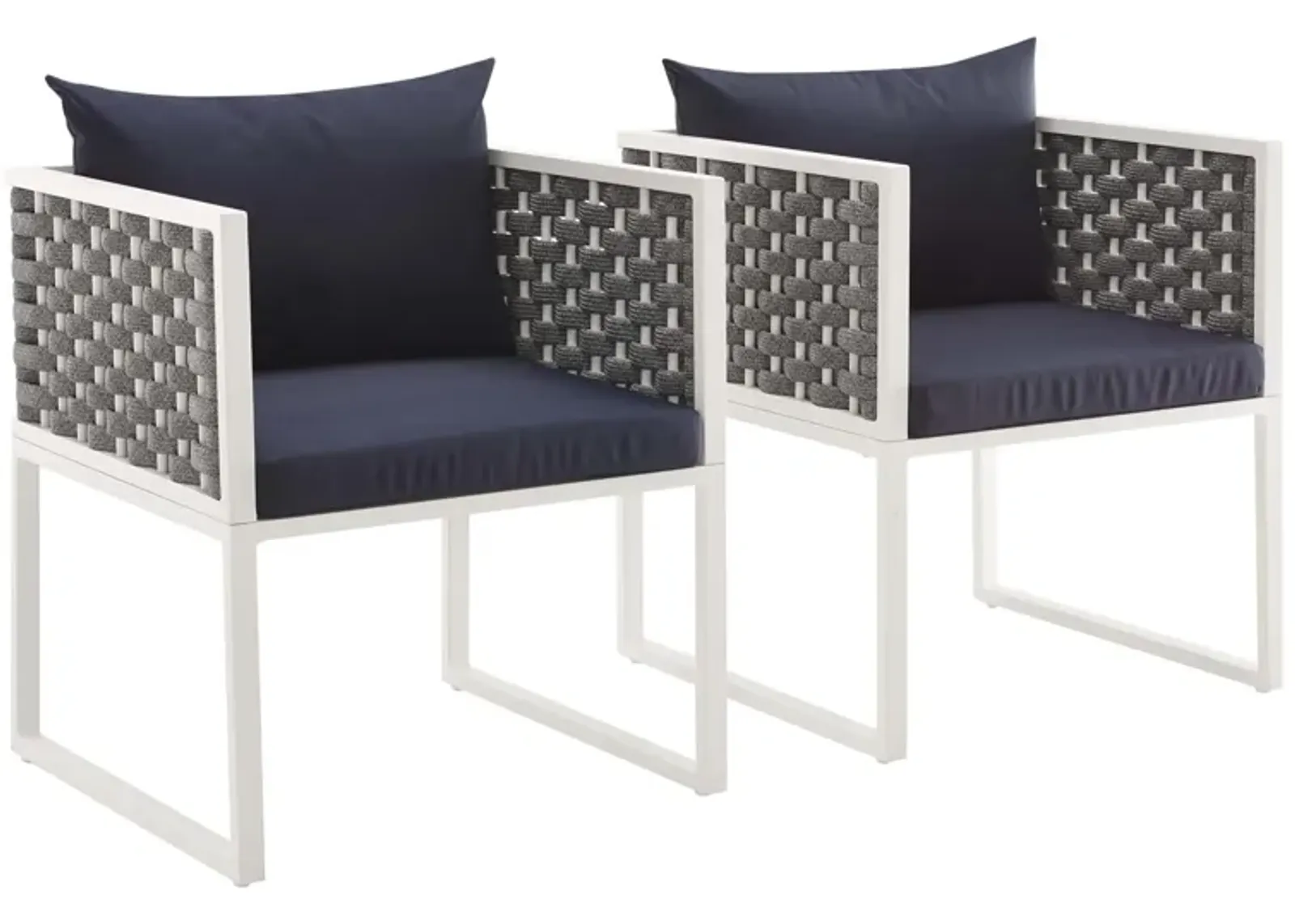 Stance Dining Armchair Outdoor Patio Aluminum Set of 2