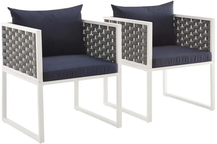 Stance Dining Armchair Outdoor Patio Aluminum Set of 2