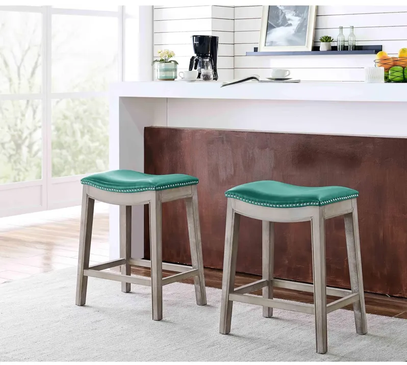 elmo bonded leather counter stool mystique gray frame, turquoise