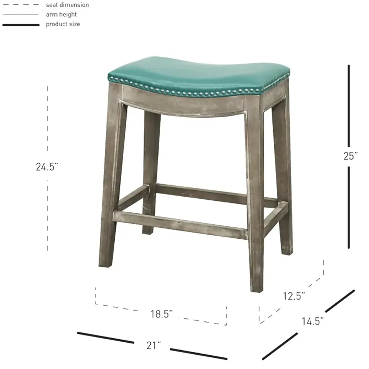 elmo bonded leather counter stool mystique gray frame, turquoise