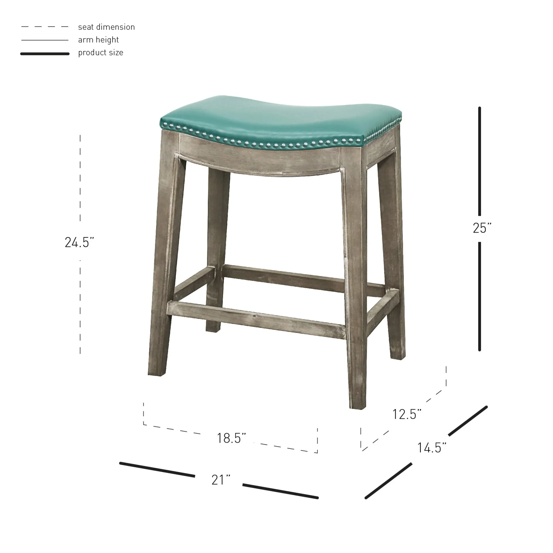 elmo bonded leather counter stool mystique gray frame, turquoise