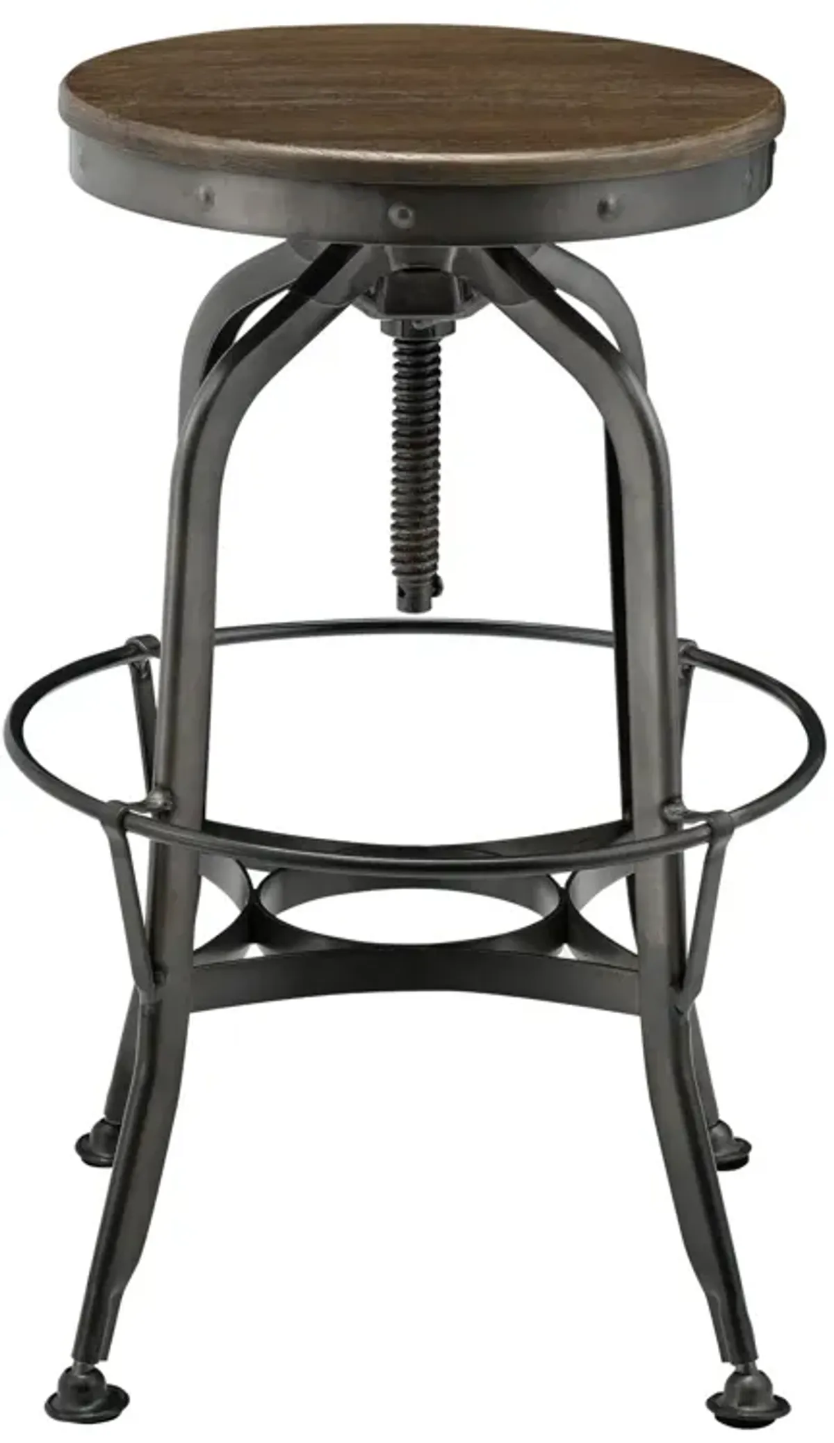 industrial vintage bar stool gunmetal legs, walnut