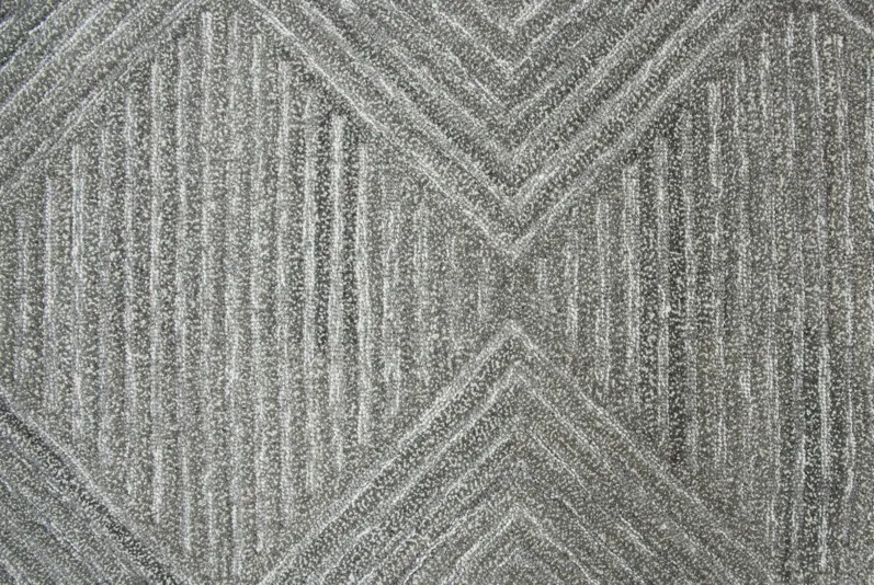 Suffolk Gray/Natural Geometric/Solid Wool 2'6" x 8' Runner Rug