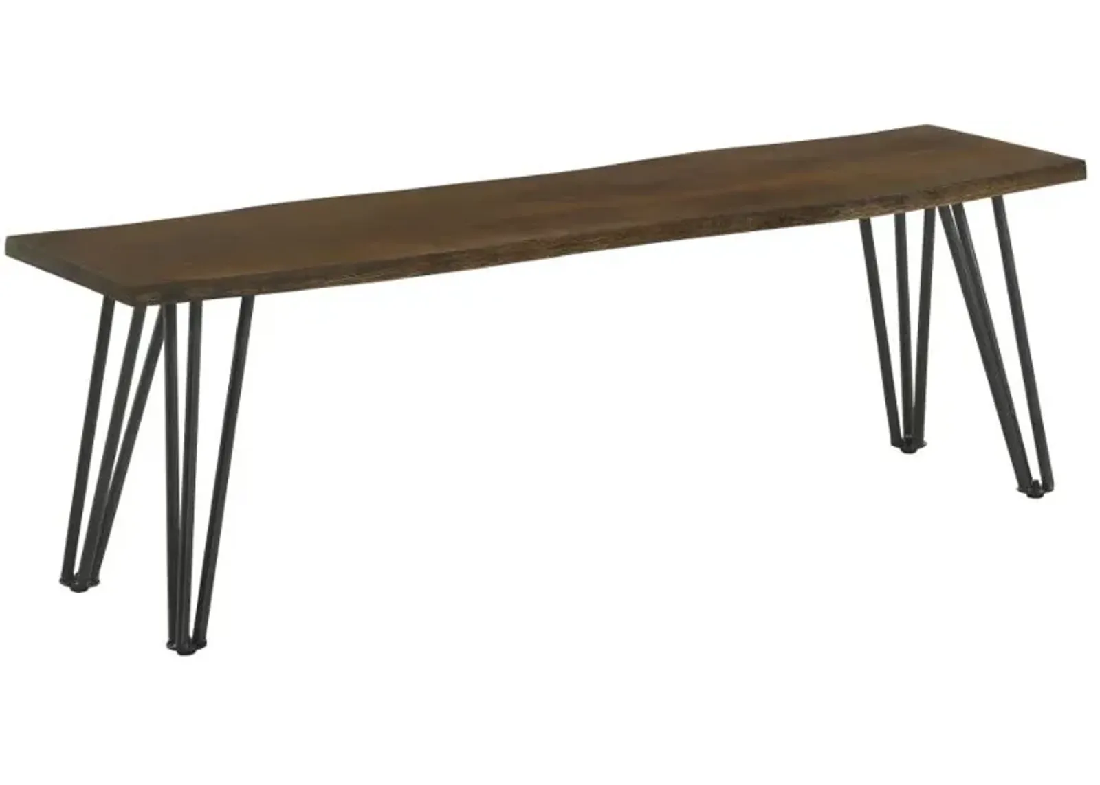 Topeka Live-edge Dining Bench Mango Cocoa and Gunmetal