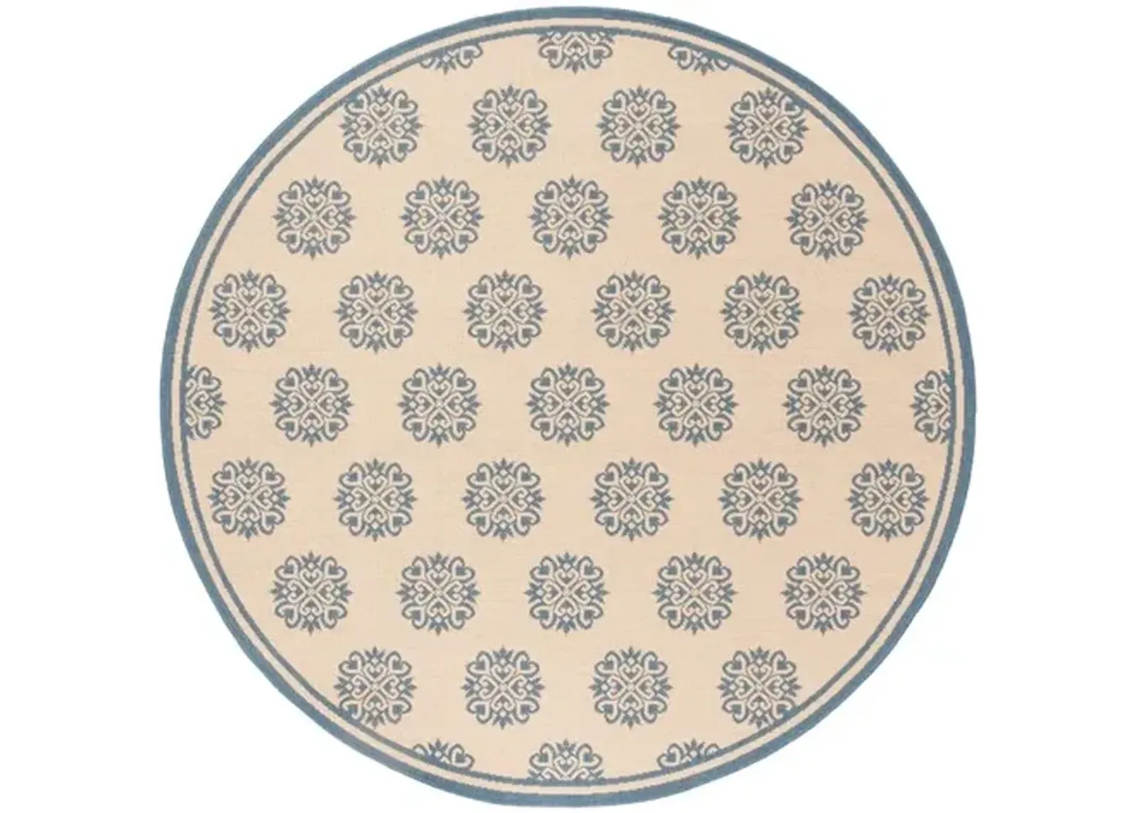 Safavieh BEACH HOUSE Collection BHS181M-6R Blue / Creme 6'-7" X 6'-7" Round