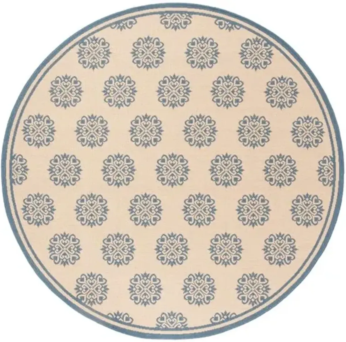 Safavieh BEACH HOUSE Collection BHS181M-6R Blue / Creme 6'-7" X 6'-7" Round