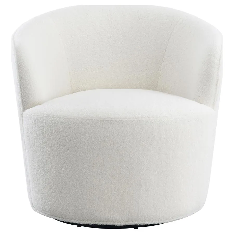 Joyce Upholstered Swivel Barrel Chair White