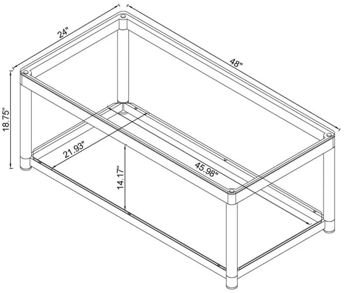 Anne Coffee Table with Lower Shelf Chrome and Clear