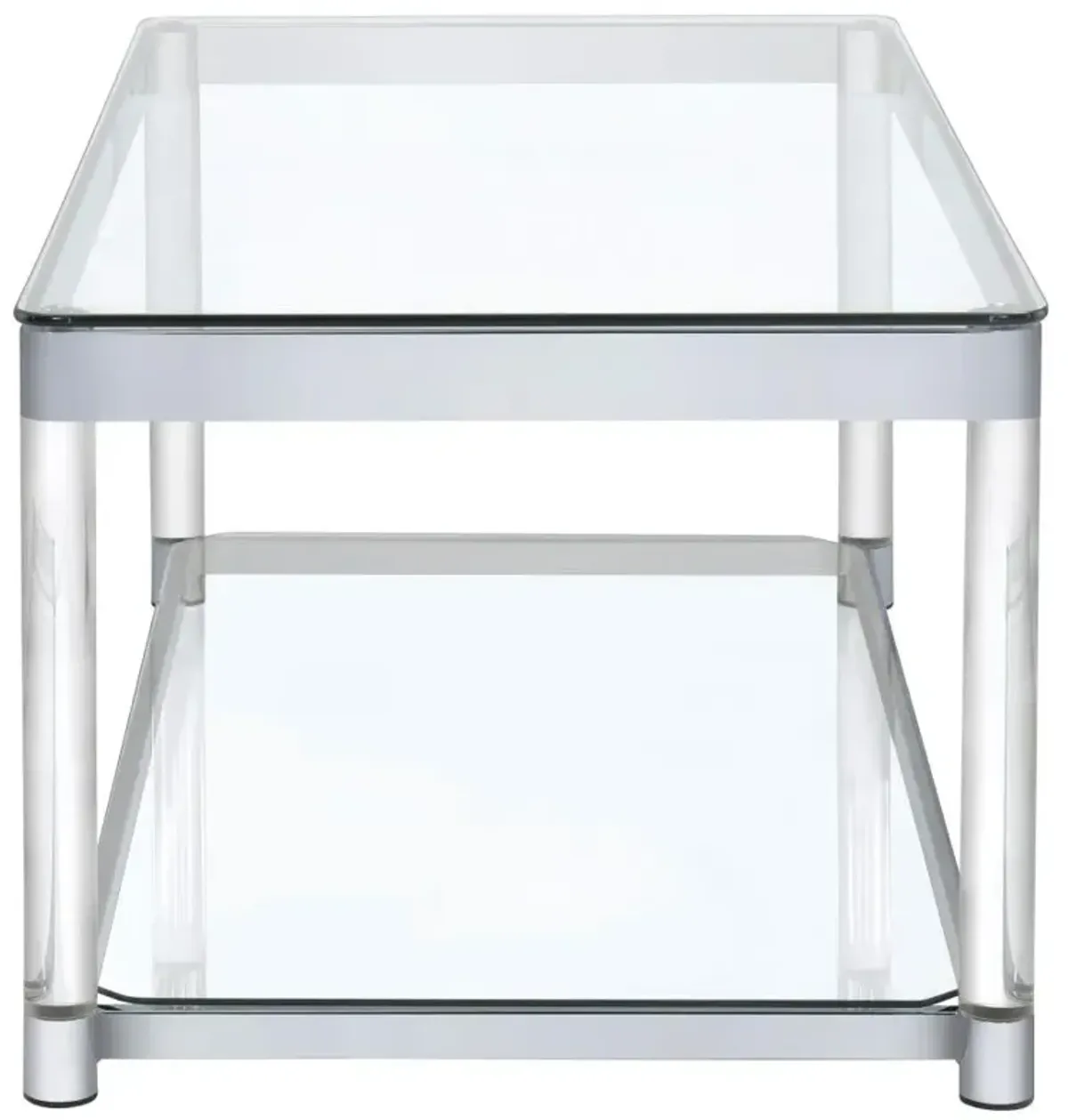 Anne Coffee Table with Lower Shelf Chrome and Clear