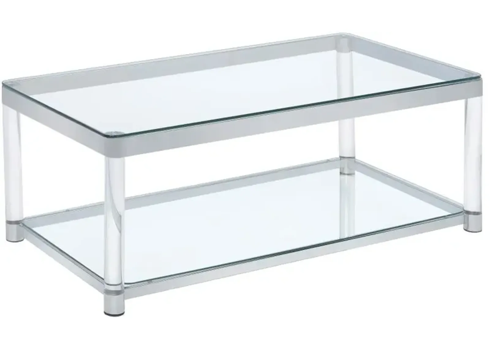 Anne Coffee Table with Lower Shelf Chrome and Clear