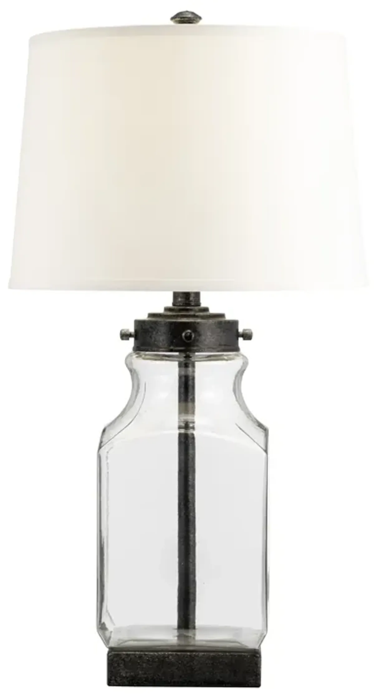 Glass, 30" Bottle Table Lamp, Clear/white