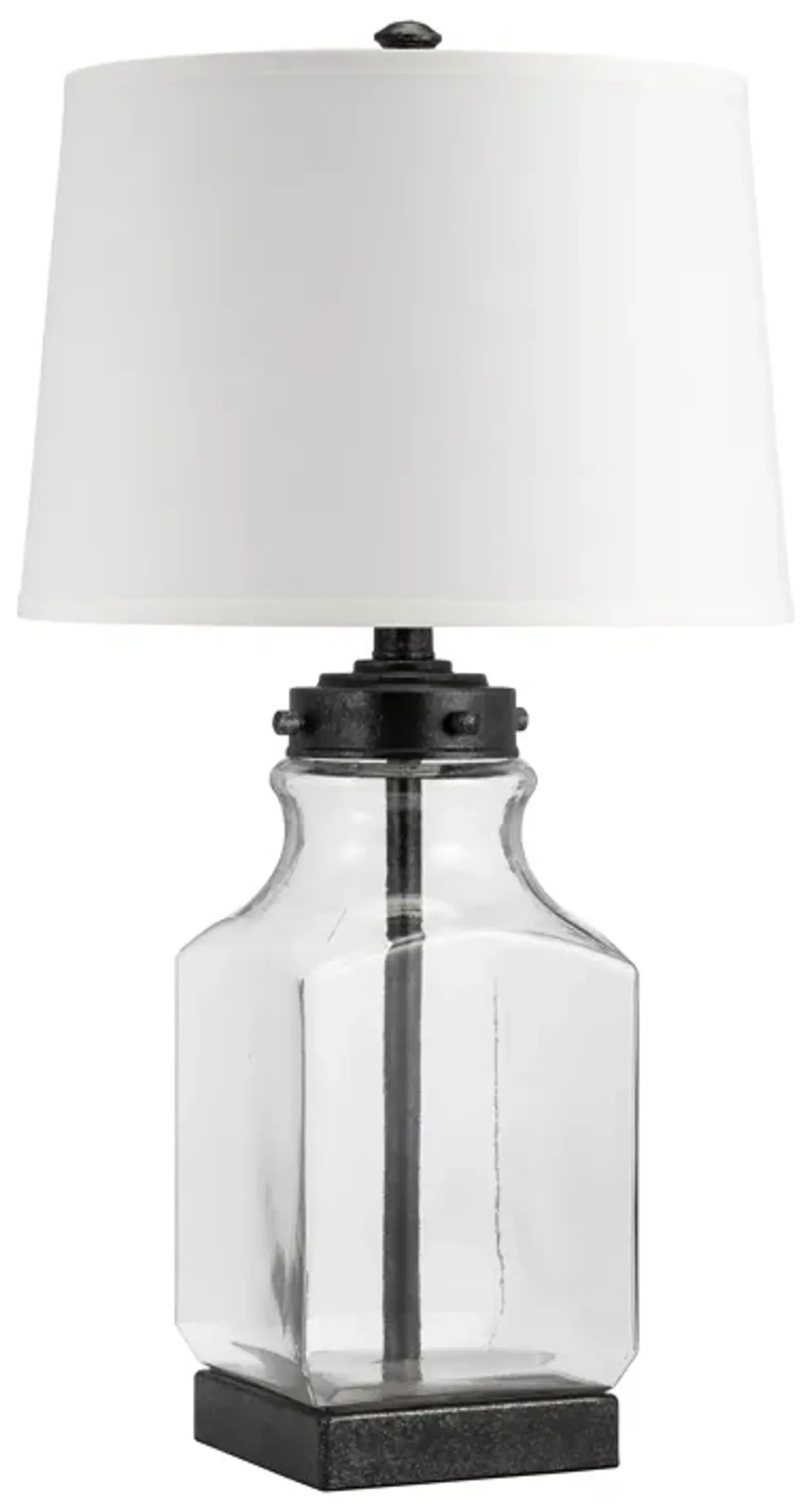 Glass, 30" Bottle Table Lamp, Clear/white