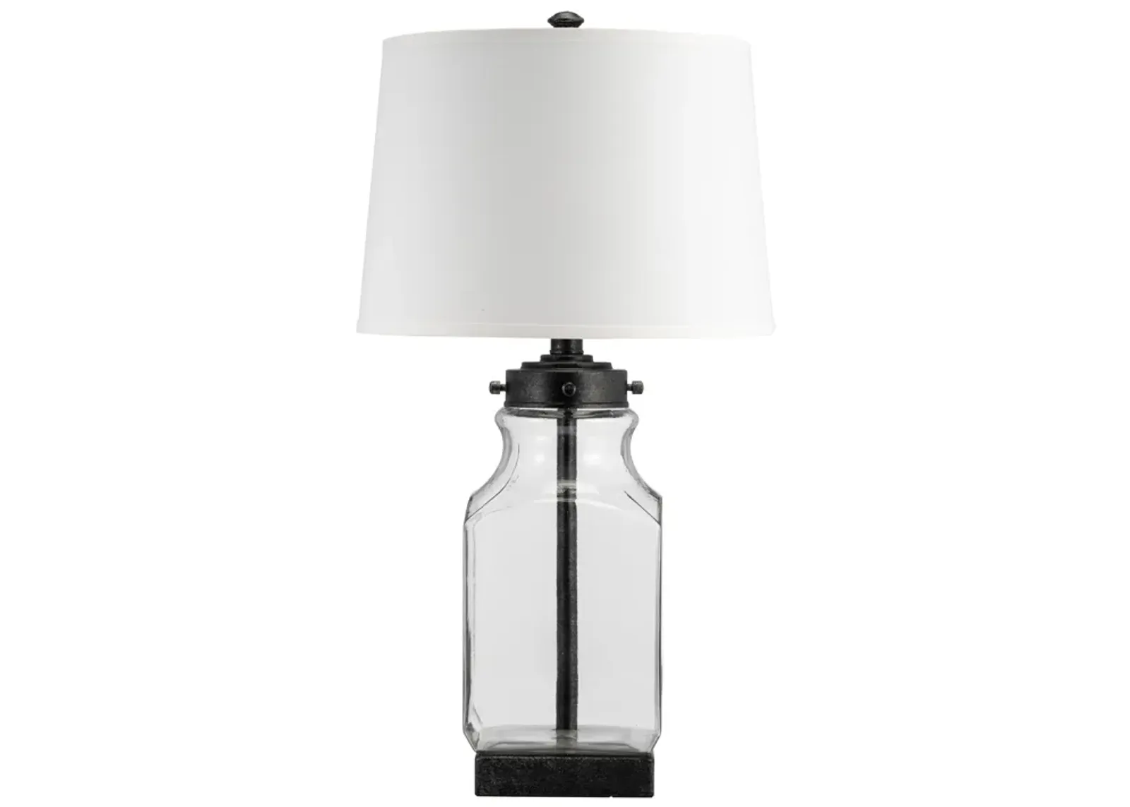 Glass, 30" Bottle Table Lamp, Clear/white