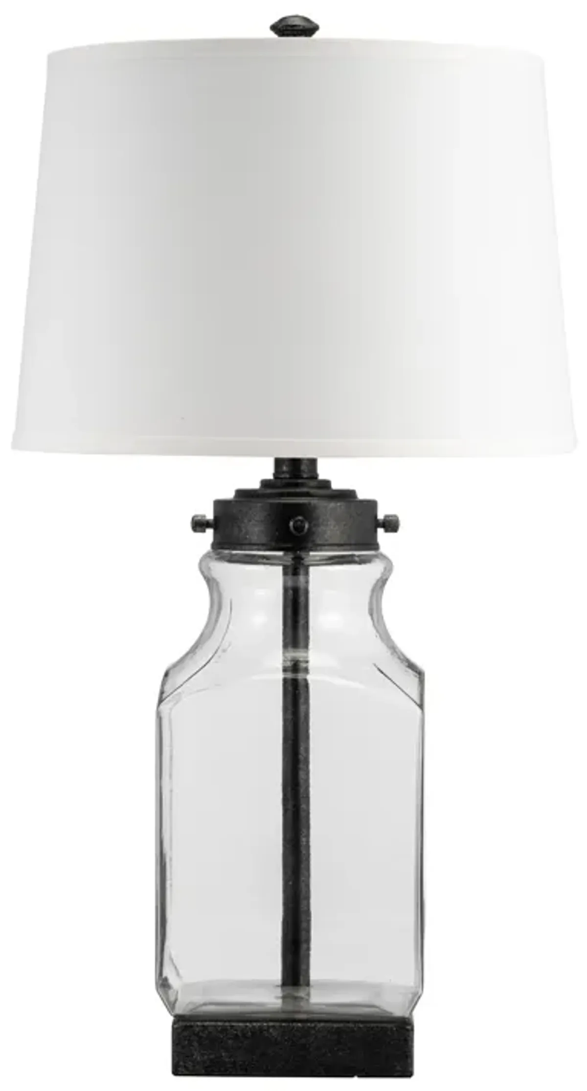 Glass, 30" Bottle Table Lamp, Clear/white